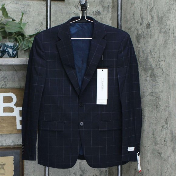 NWT Stretch Wool Suit Jacket 44S Windowpane - Picture 3 of 8